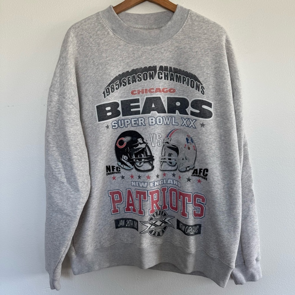 Abercrombie & Fitch Sweatshirt Mens Large NFL Chicago Bears New England Patriots